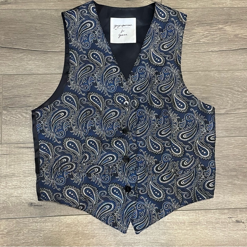 Georges Marciano for Guess paisley print vest 90's Blue Black One Size.